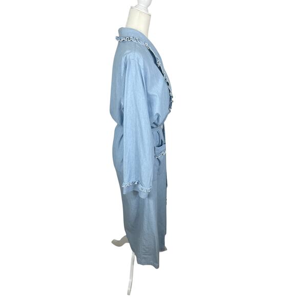 Lauren Ralph Lauren LRL Cotton Embroidered Monogram Ruffles Blue Women's Medium - Picture 5 of 13